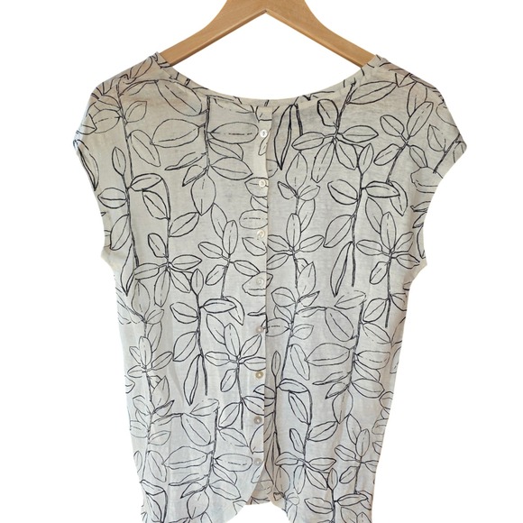 Cynthia Rowley Linen‎ Top Floral Print Button Back Sleeveless Blouse Medium - Picture 6 of 6
